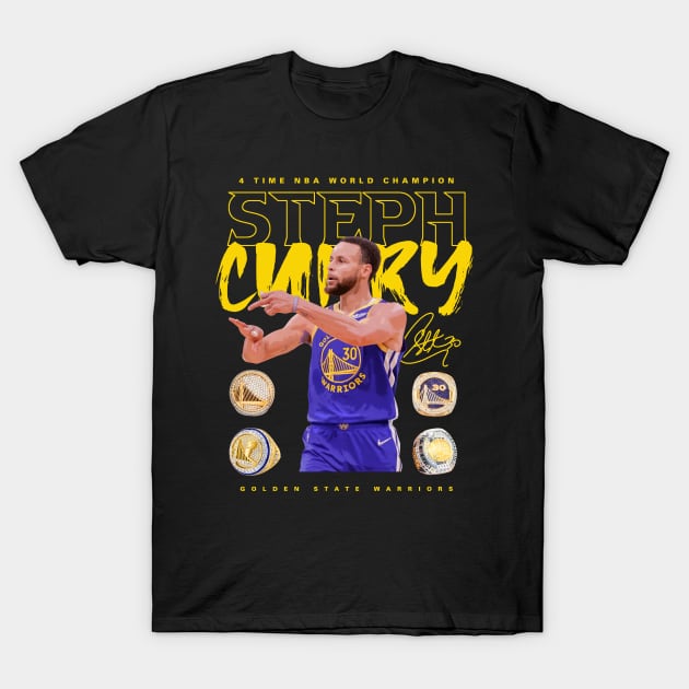 Steph Curry 4 Rings T-Shirt by Juantamad